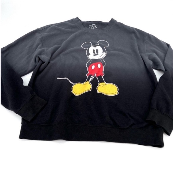 Disney Mickey Mouse Black Gray Ombre Front and Rear View Sweatshirt size XL - Picture 3 of 5